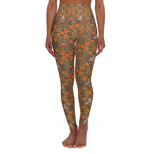 Owls & Flowering Vines High Waisted Yoga Leggings