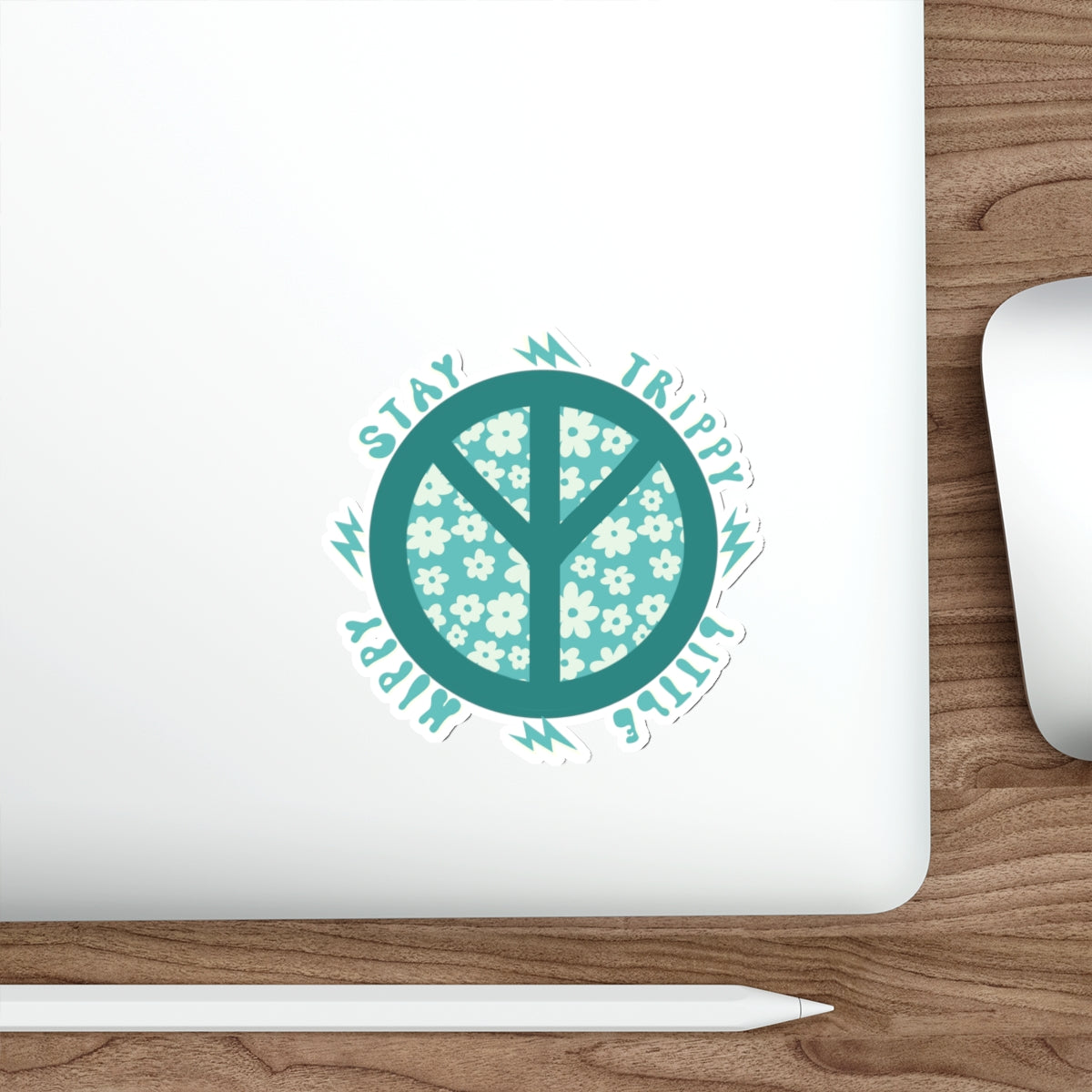 70s Groove Teal Peace Sign, Stay Trippy Little Hippie, Ditzy Daisies Die Cut Sticker