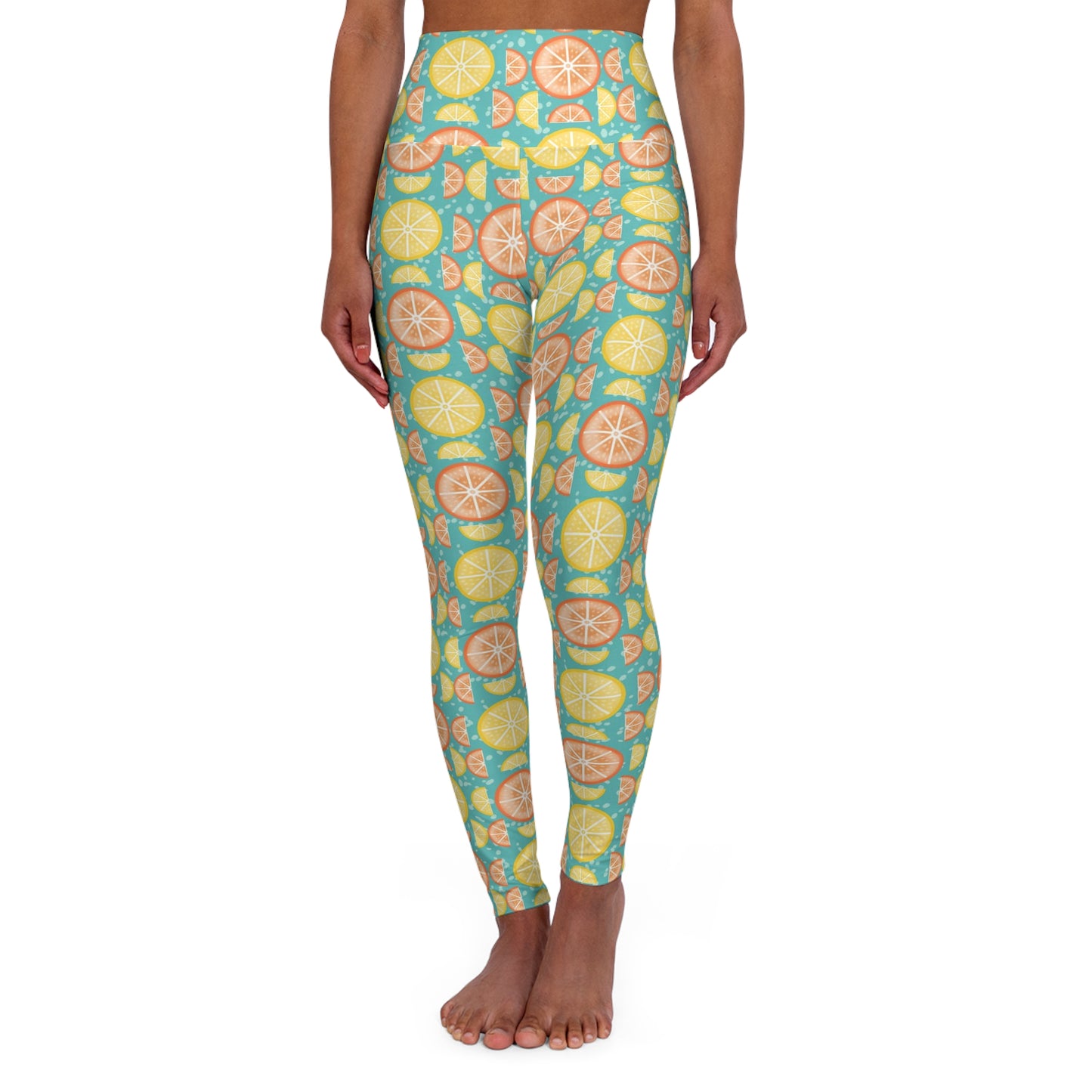 Citrus Slices Geometric Design High Waisted Yoga Leggings