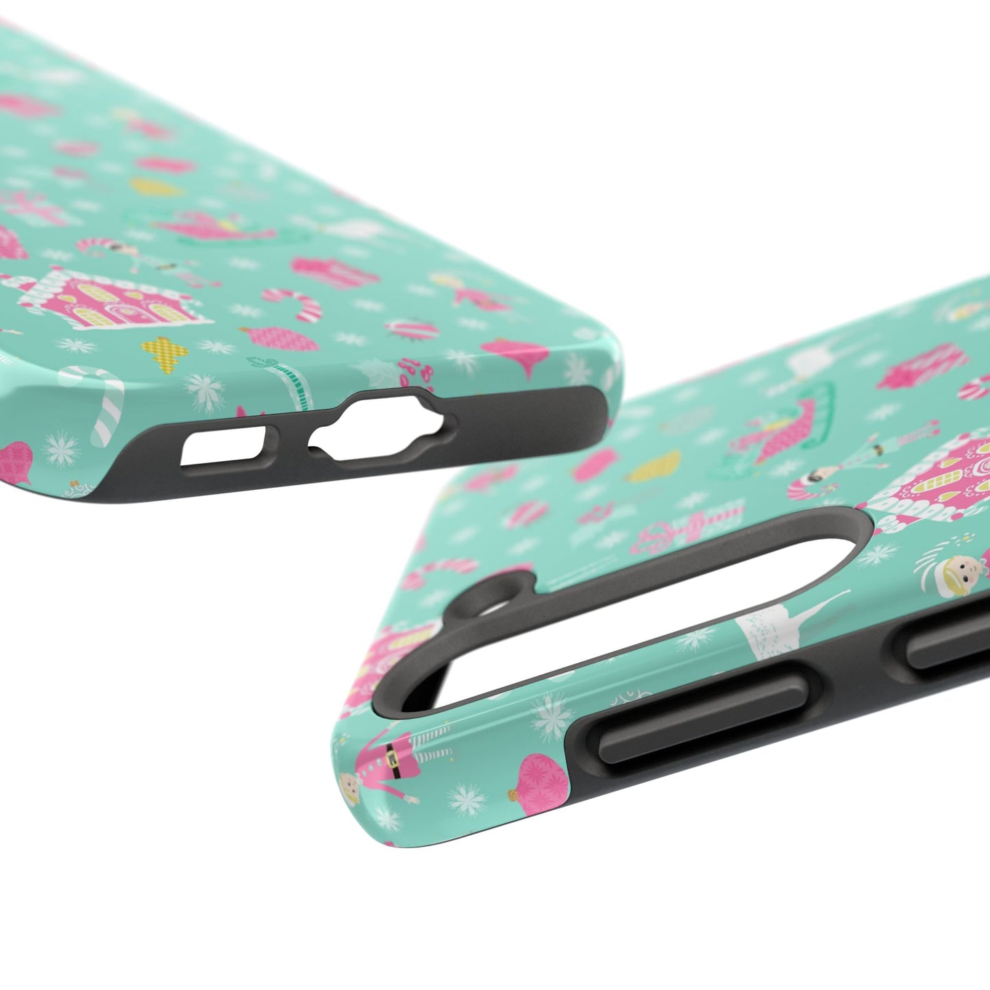 Pastel Christmas on Turquoise Tough Phone Cases