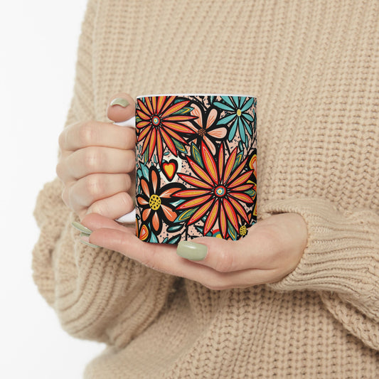 Flower Power Ceramic Mug 11oz