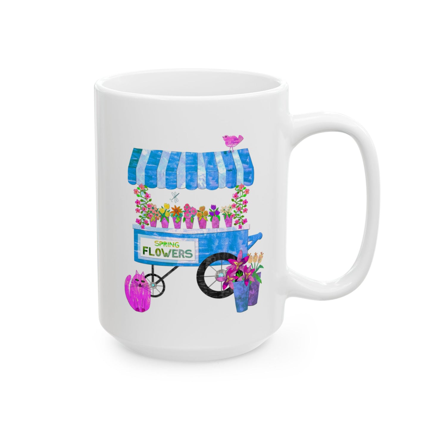 Spring Flower Cart Collage Ceramic Mug 11oz & 15oz