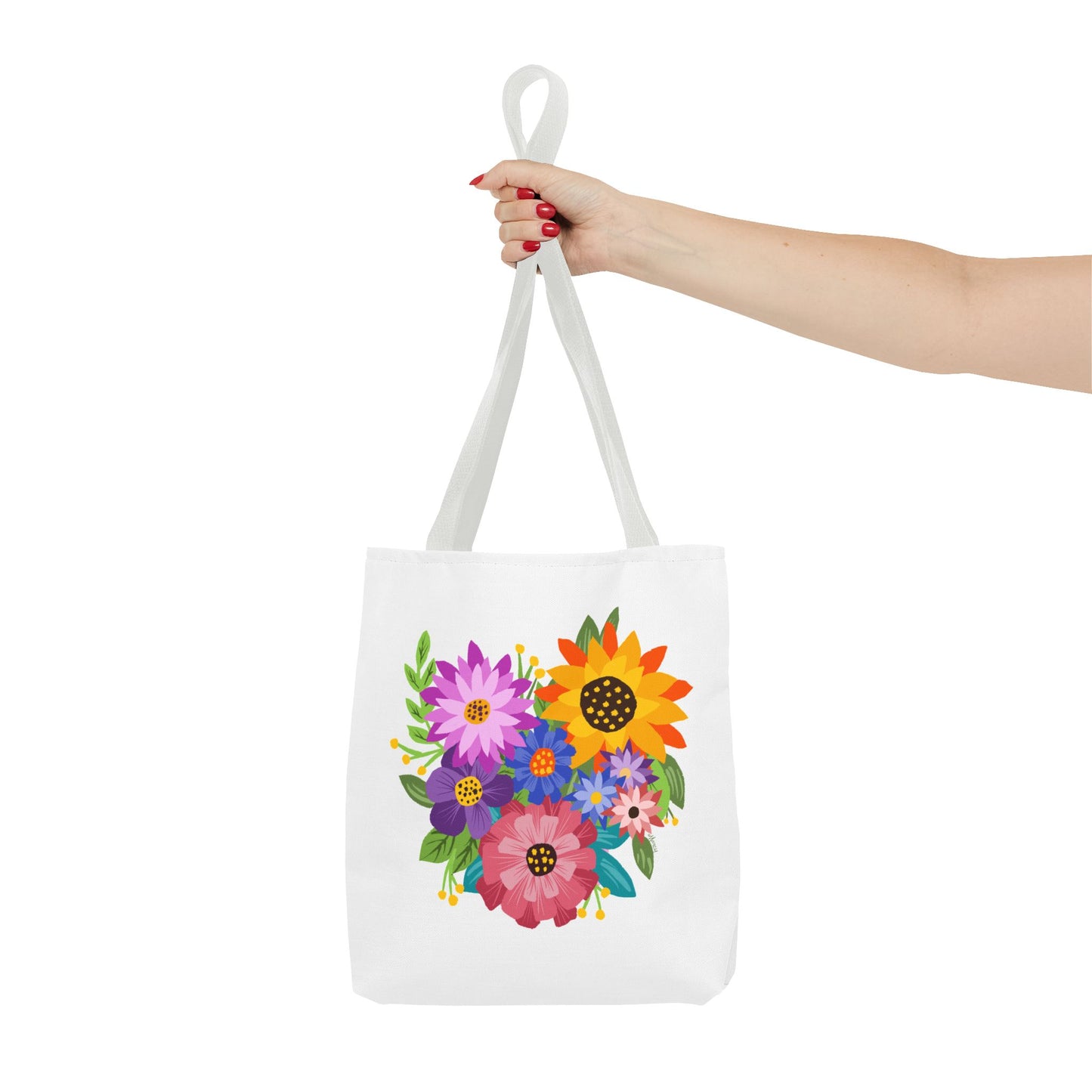 Heart-Shaped Flower Bouquet Tote Bag