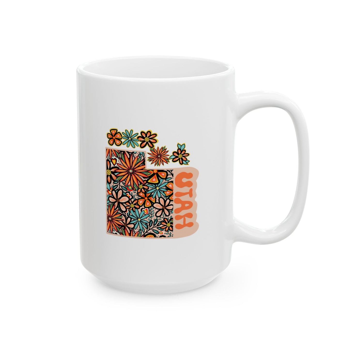 Retro 70s Flowers Utah Ceramic Mug 11 oz and 15 oz