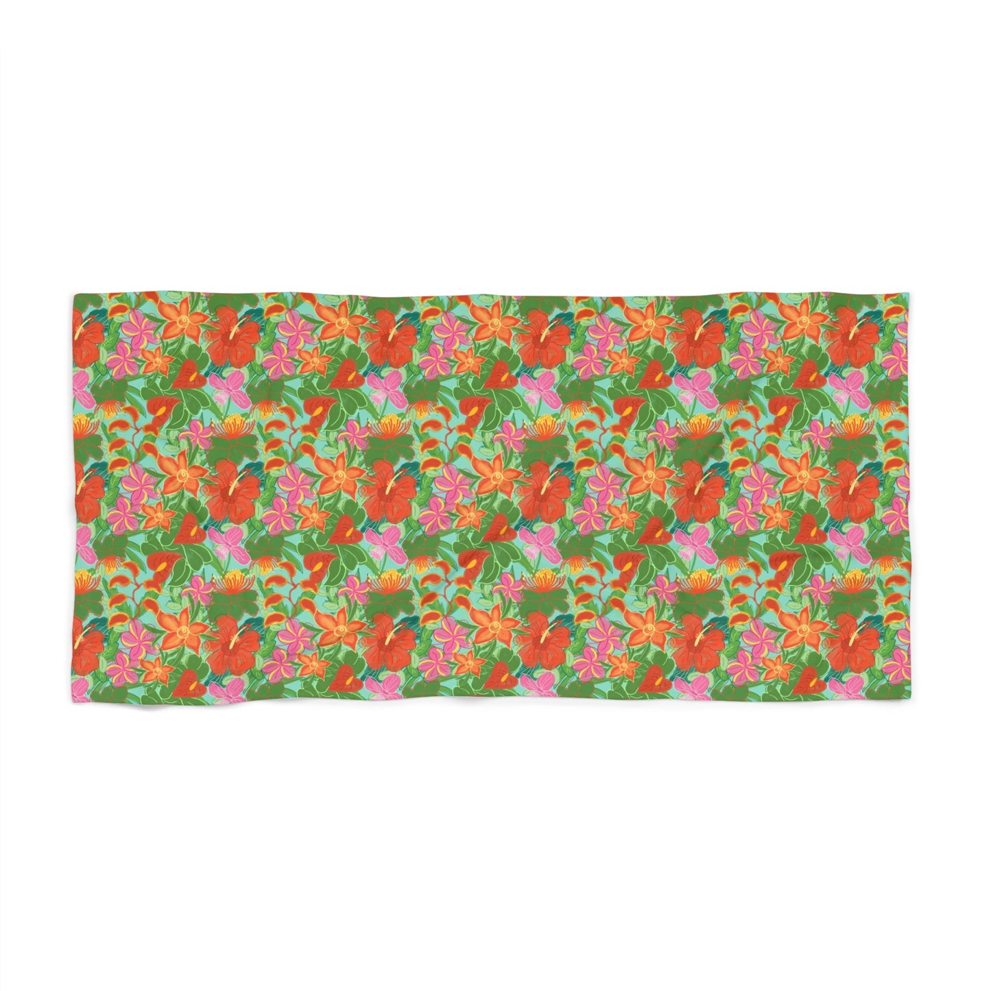 Tropical Flowers Beach Towel