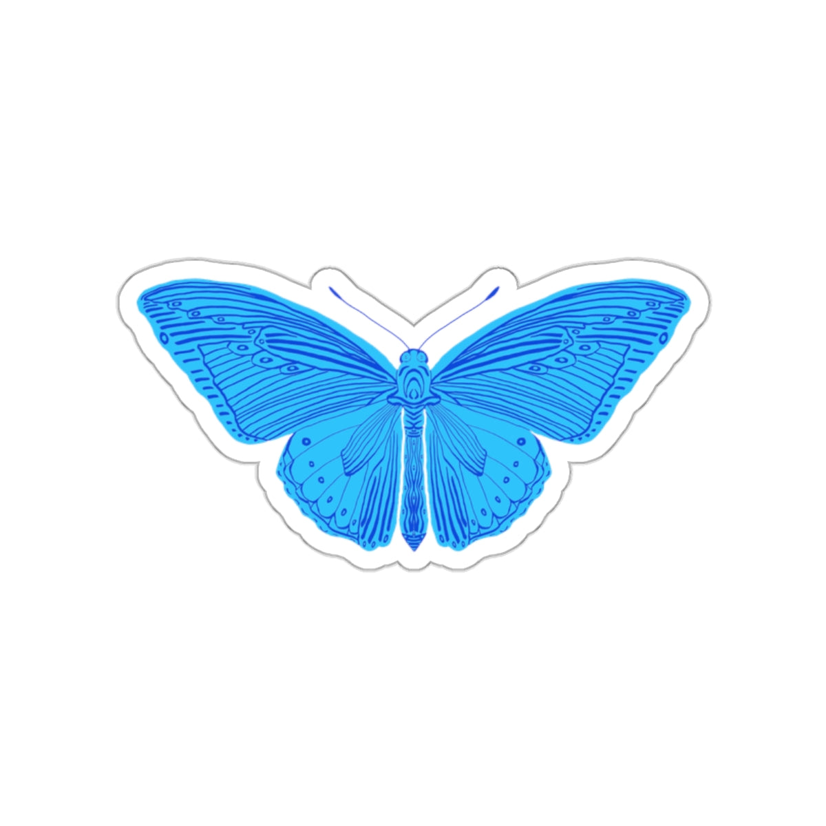 Block Print Style Butterfly in Blue Die Cut Sticker