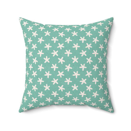 Starfish on Sea Green Spun Polyester Square Pillow