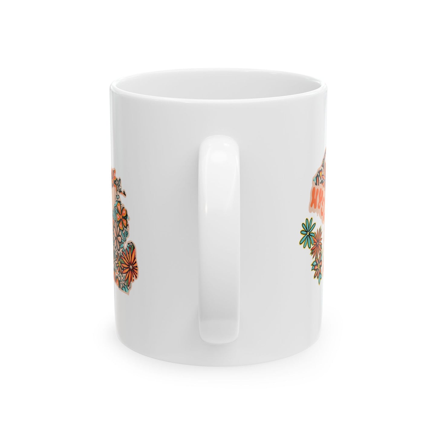 Retro 70s Flowers Michigan Ceramic Mug 11 oz and 15 oz