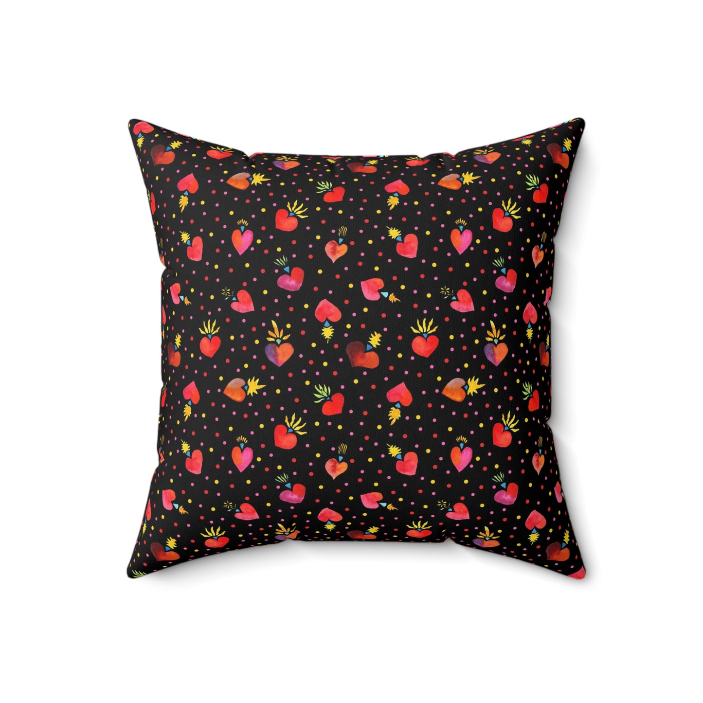 Frida Flaming Hearts Spun Polyester Square Pillow