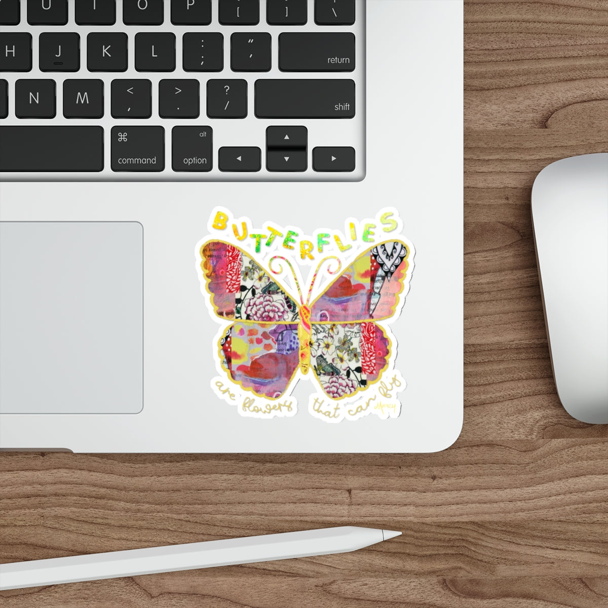 Boho Butterfly Collage Die Cut Sticker