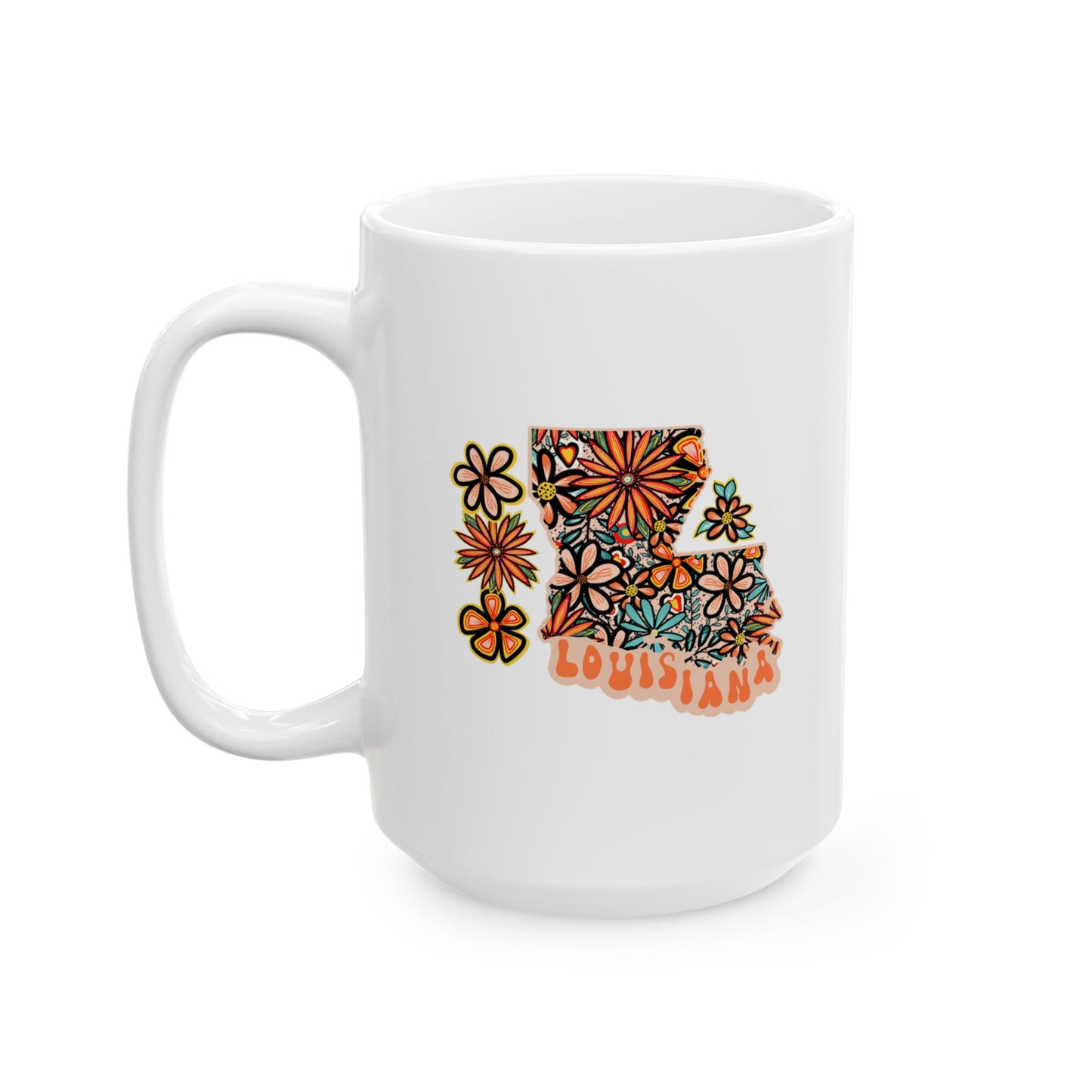 Retro 70s Flowers Louisiana Ceramic Mug 11 oz and 15 oz