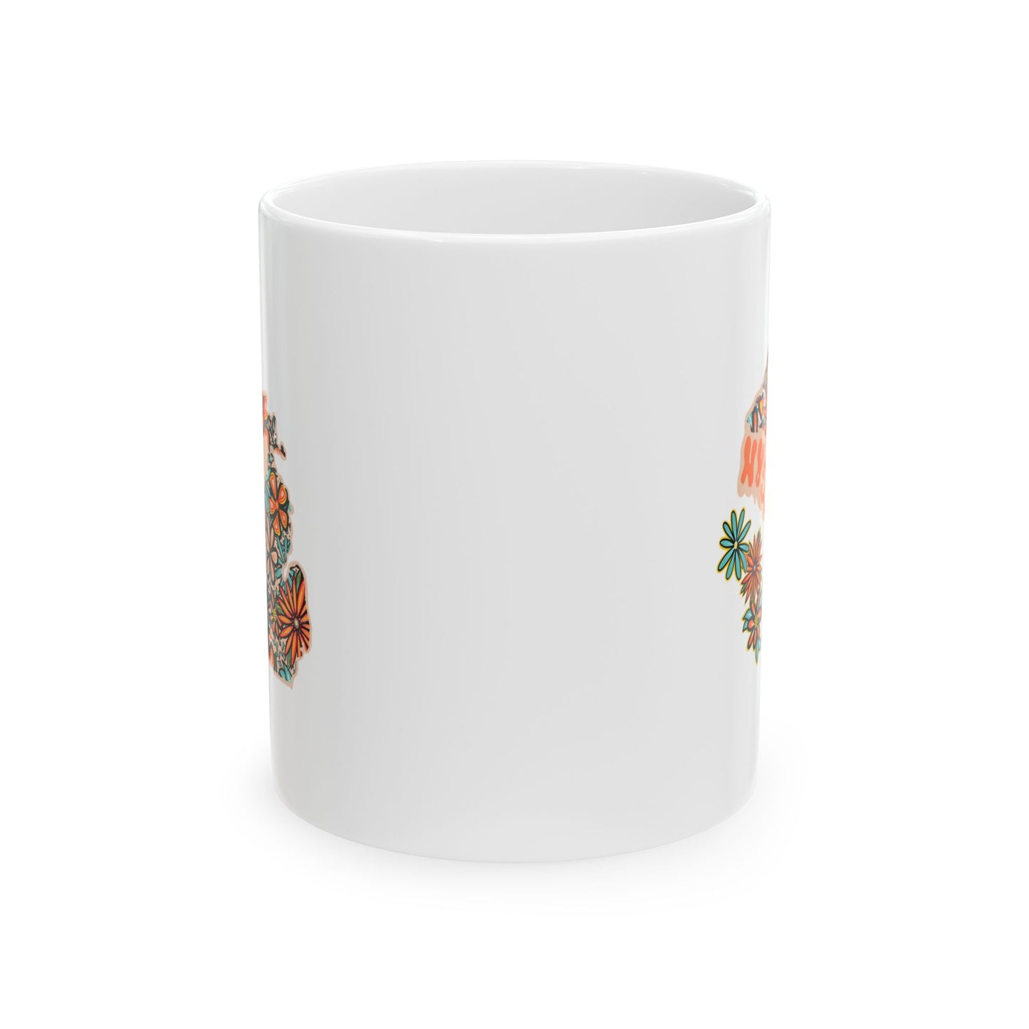 Retro 70s Flowers Michigan Ceramic Mug 11 oz and 15 oz