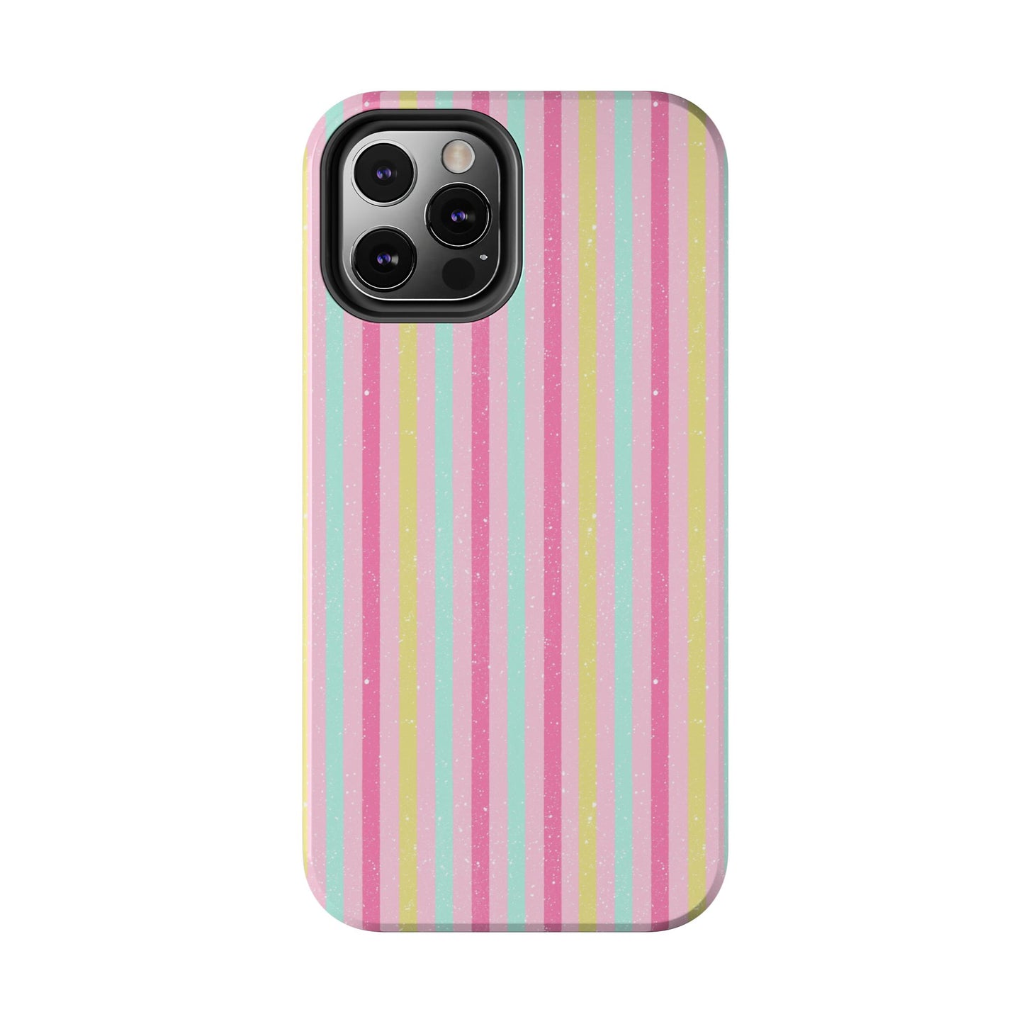 Pastel Christmas Stripes on Pink Tough Phone Cases