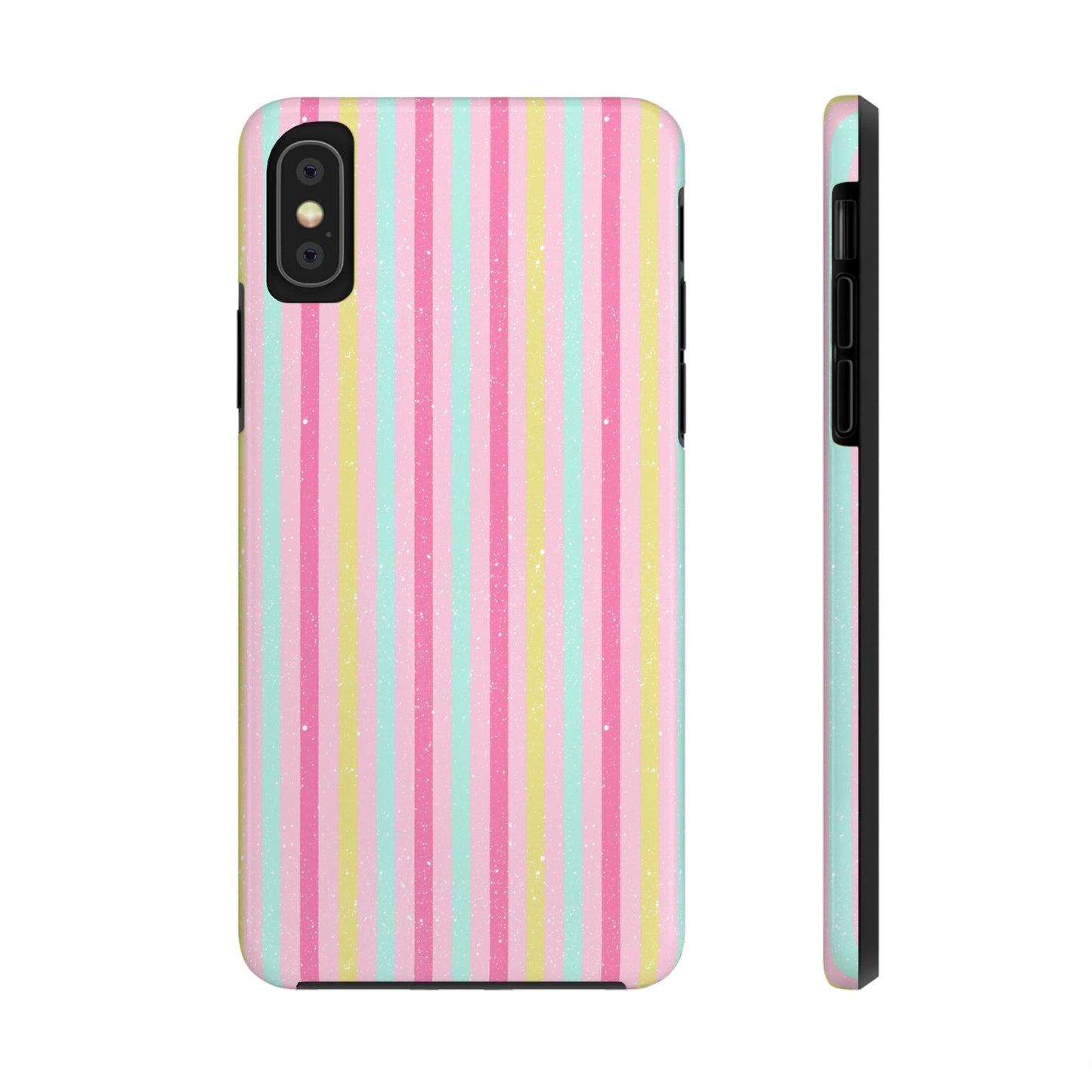 Pastel Christmas Stripes on Pink Tough Phone Cases