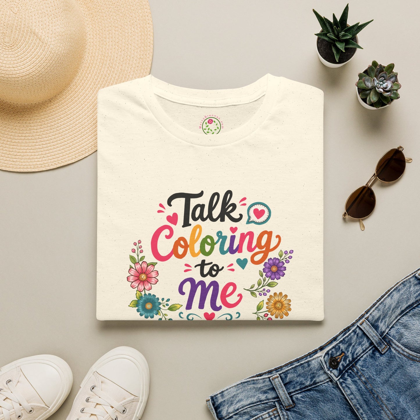 Coloring T-Shirt — “Talk Coloring to Me” Floral Adult Tee
