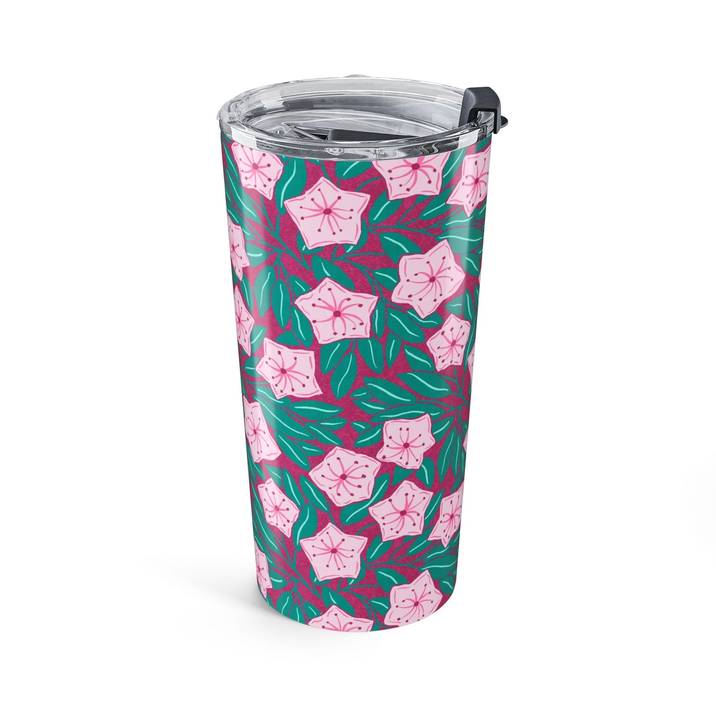 Pink Mountain Laurel Blossoms 20oz Floral Tumbler — Pink Blossom Travel Cup