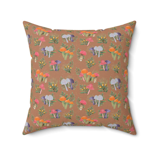 Mushrooms Spun Polyester Square Pillow