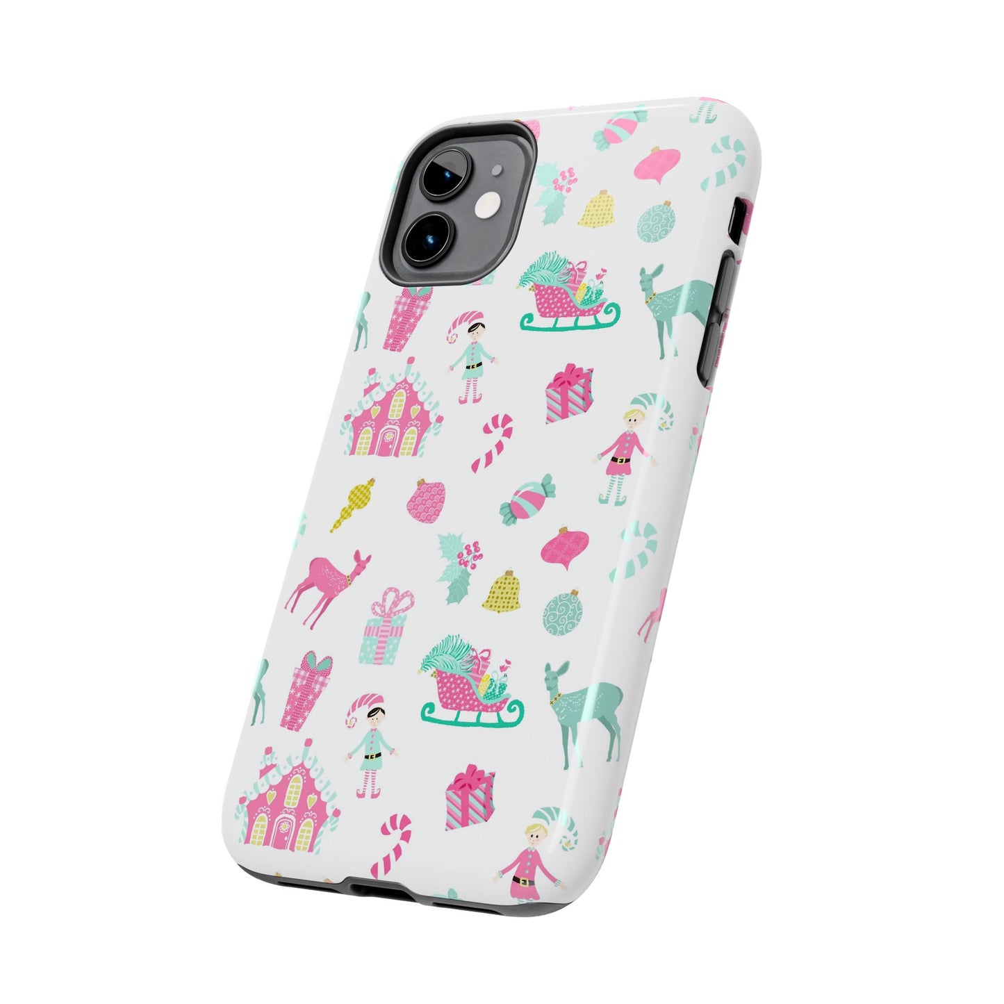 Pastel Christmas on White Tough Phone Cases