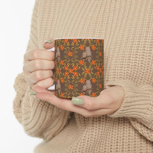 Owls and Flowering Vines Ceramic 11 oz Ceramic Mug