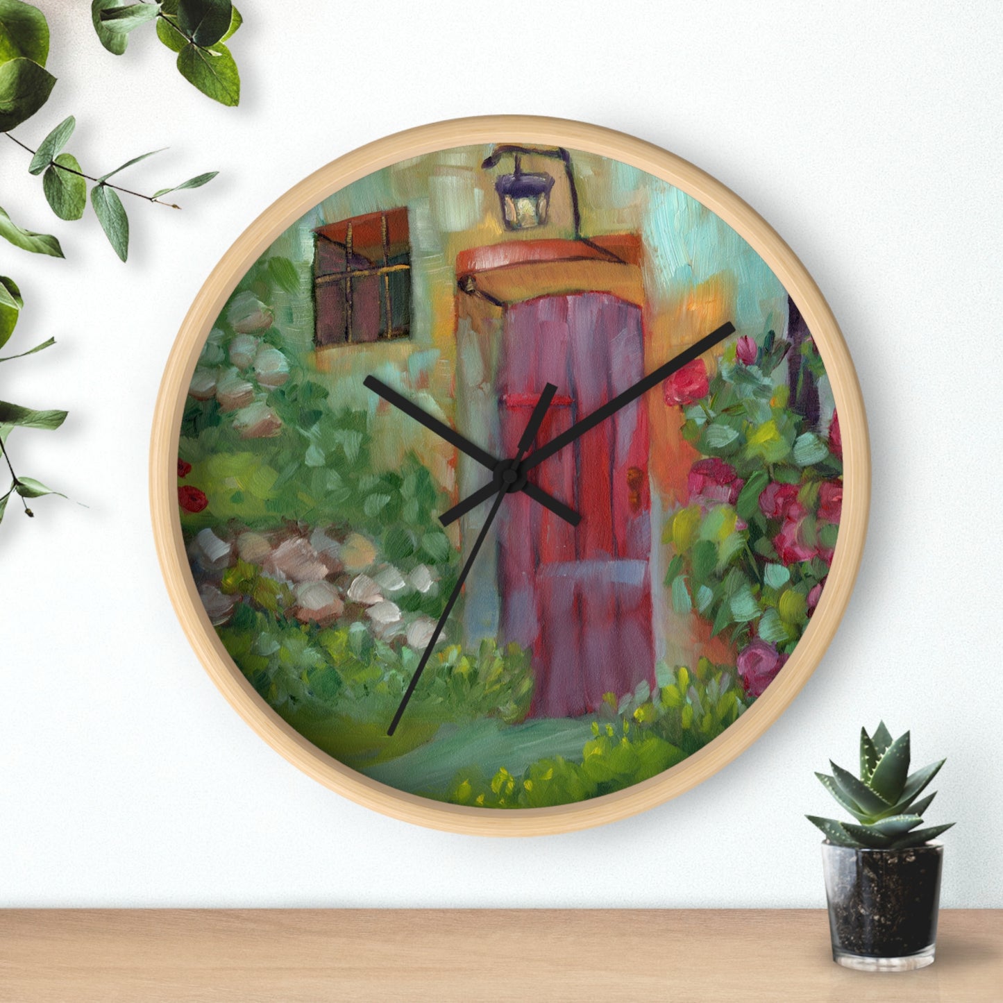 Cottage Garden Wall Clock — Colorful Floral Doortime Decorative Clock