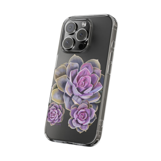 Pink Succulent Trio Clear Cases