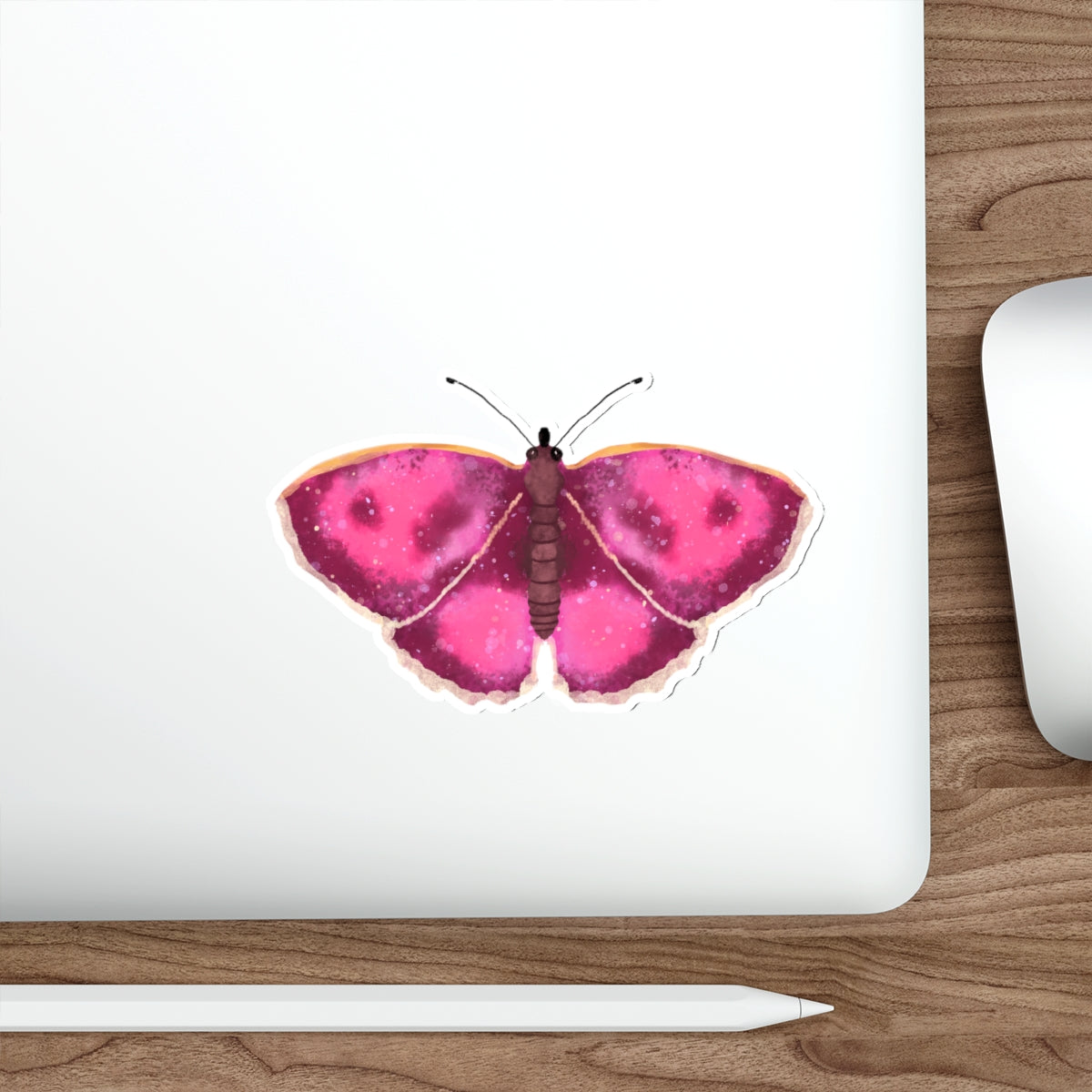 Watercolor Moth in Pink Die Cut Sticker