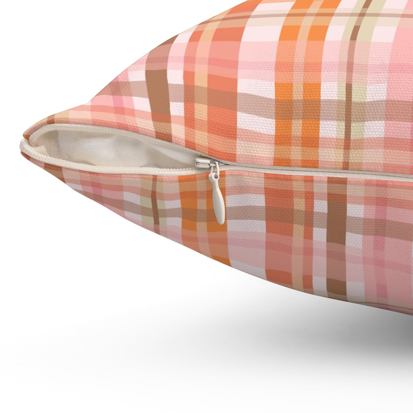 Soft Autumn Plaid Spun Polyester Square Pillow