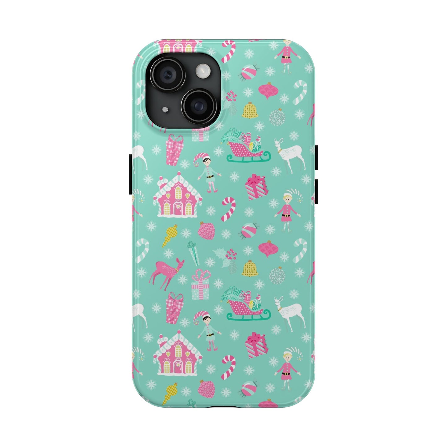 Pastel Christmas on Turquoise Tough Phone Cases