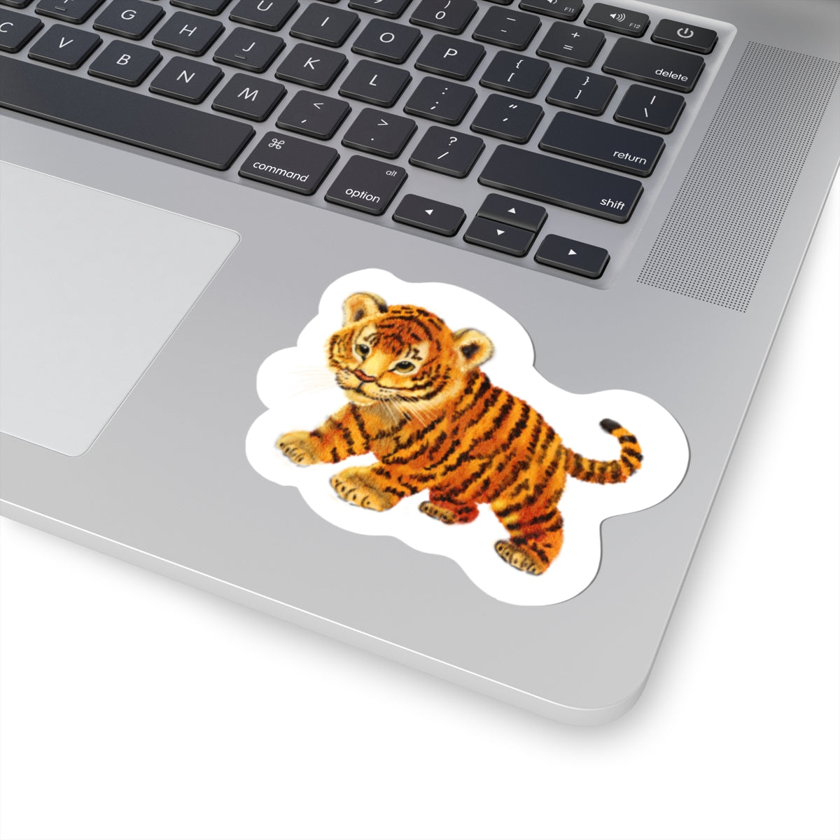 Tiger Cub Kiss-Cut Sticker — Cute Vintage Wildlife Laptop Decal