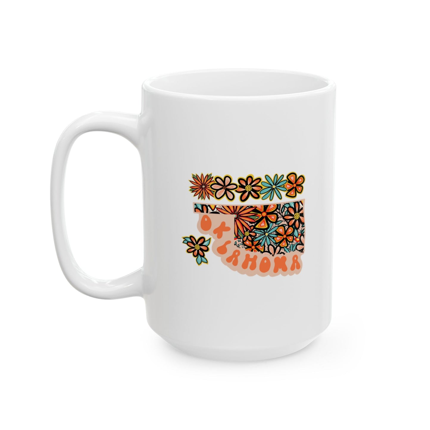 Retro 70s Flowers Oklahoma Ceramic Mug 11 oz and 15 oz