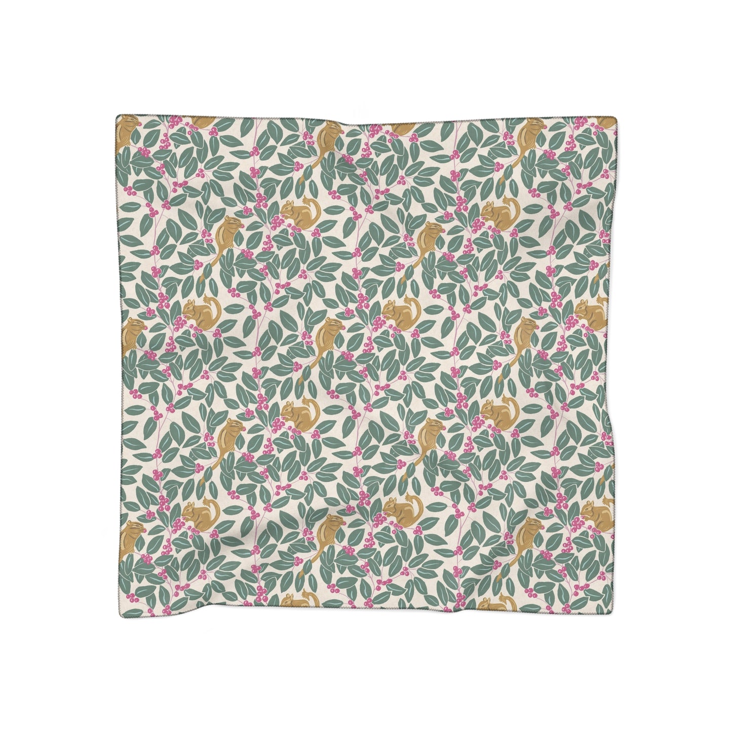 Wintergreen and Chipmunk Square Poly Scarf