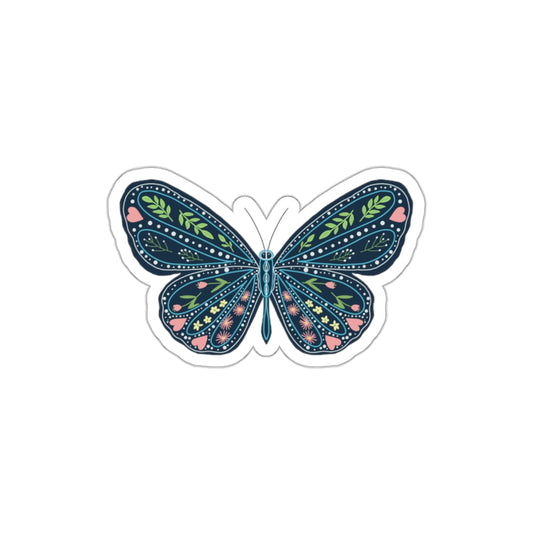 Folk Art Butterfly Die Cut Sticker