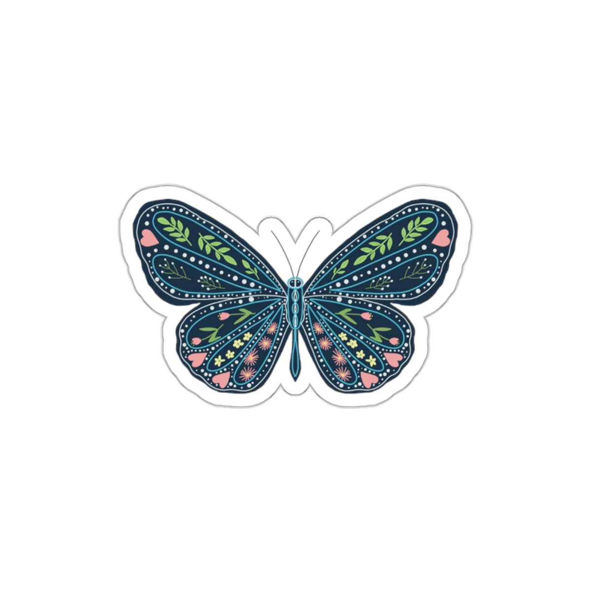 Folk Art Butterfly Die Cut Sticker