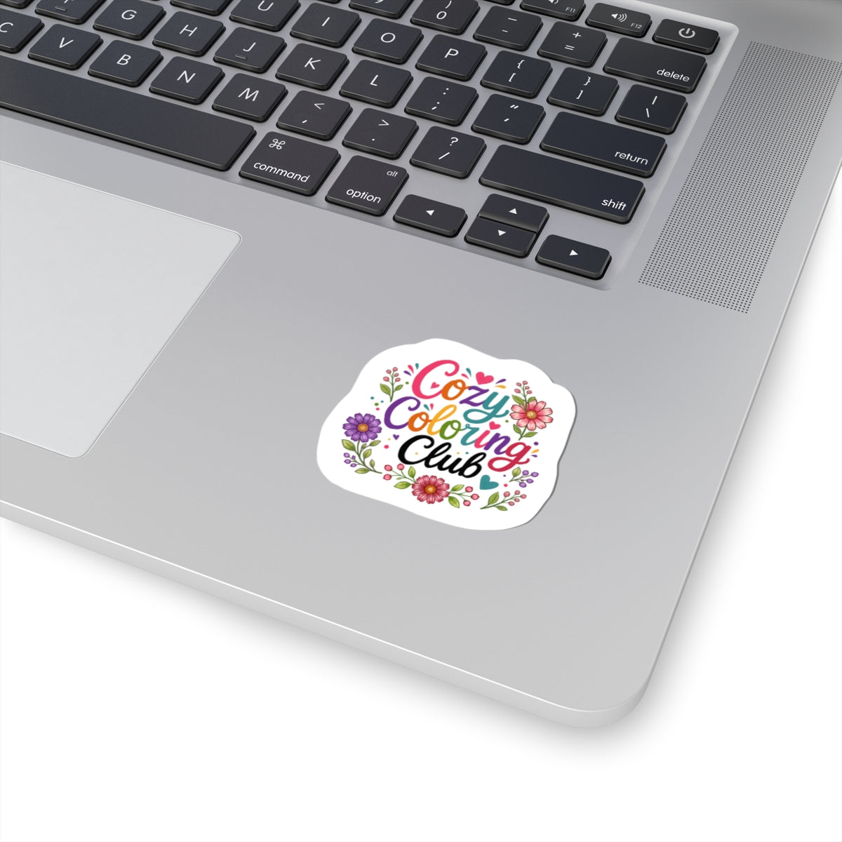 Cozy Coloring Club Floral Sticker — Cute Kiss-Cut Laptop Decal