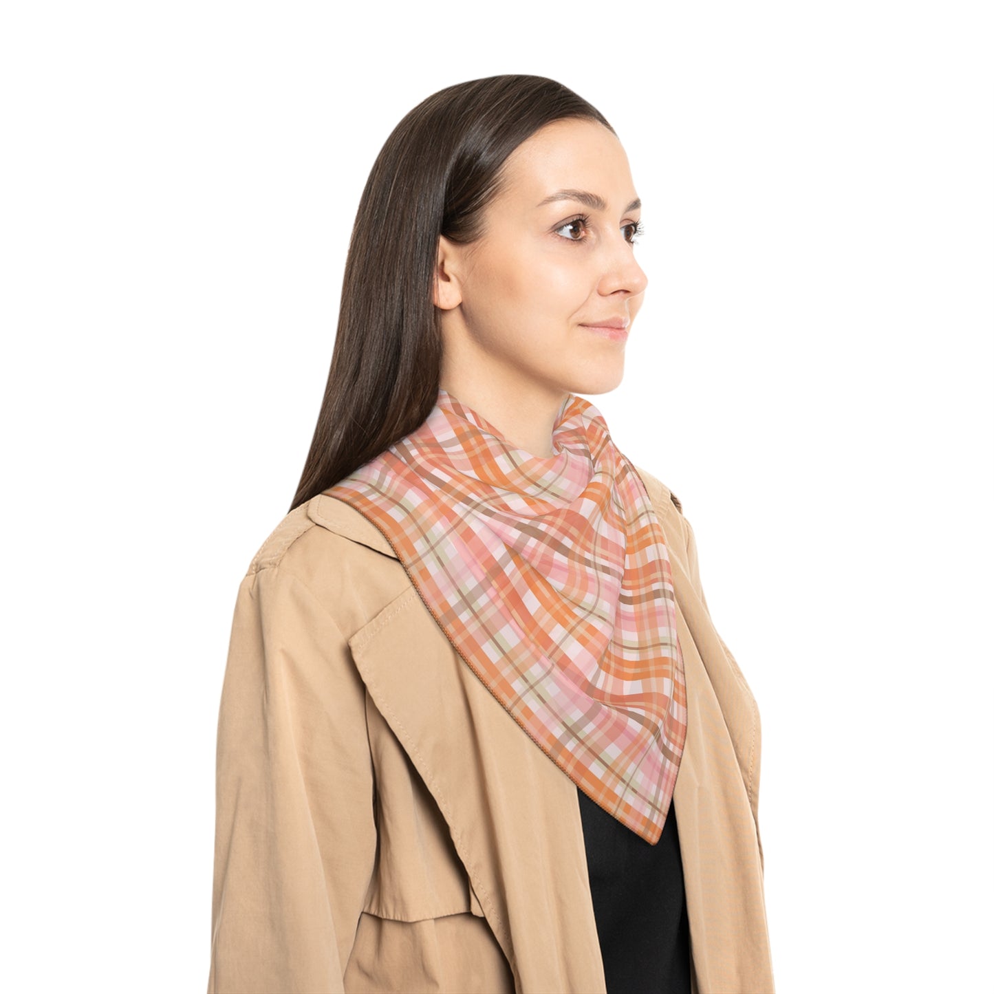 Softly in Autumn Plaid Square Poly Scarf