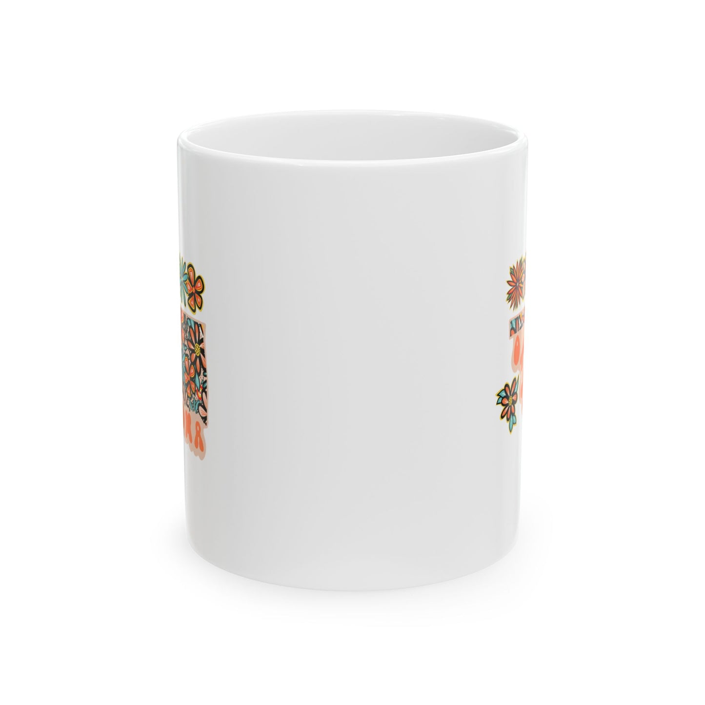 Retro 70s Flowers Oklahoma Ceramic Mug 11 oz and 15 oz