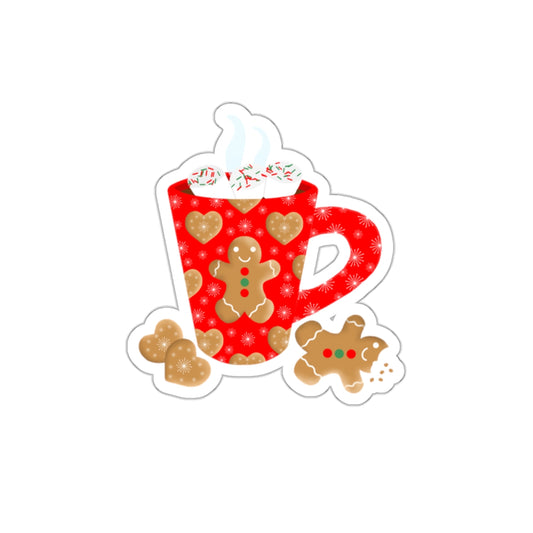 Hot Chocolate and Gingerbread Cookies Cozy Mug Die Cut Sticker