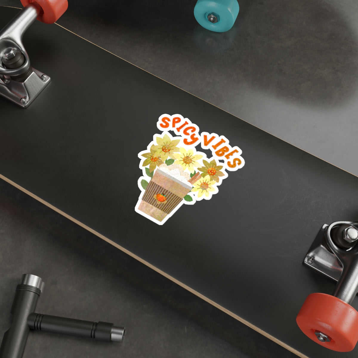 Spicy Vibes Latte Collage Die Cut Sticker