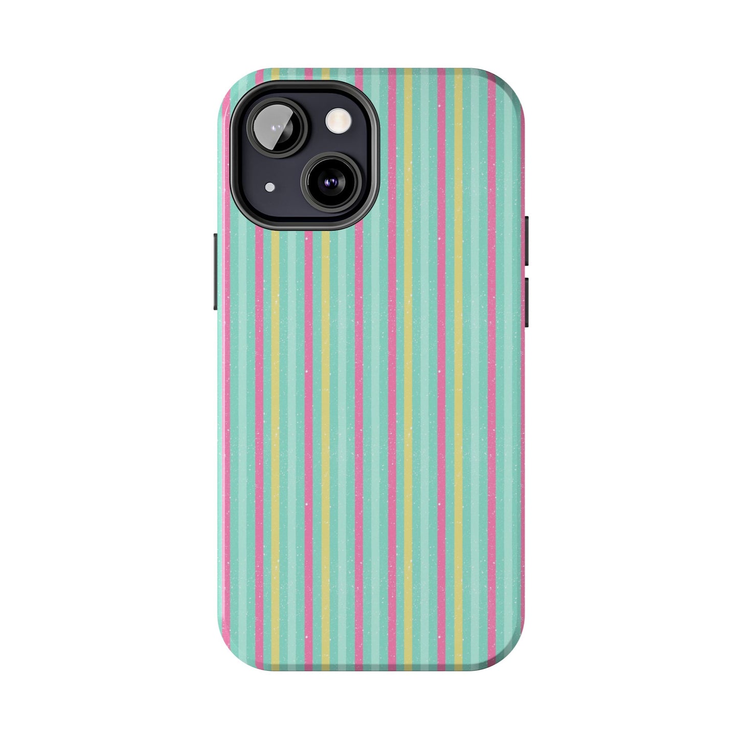 Pastel Christmas Stripes on Turquoise Tough Phone Cases