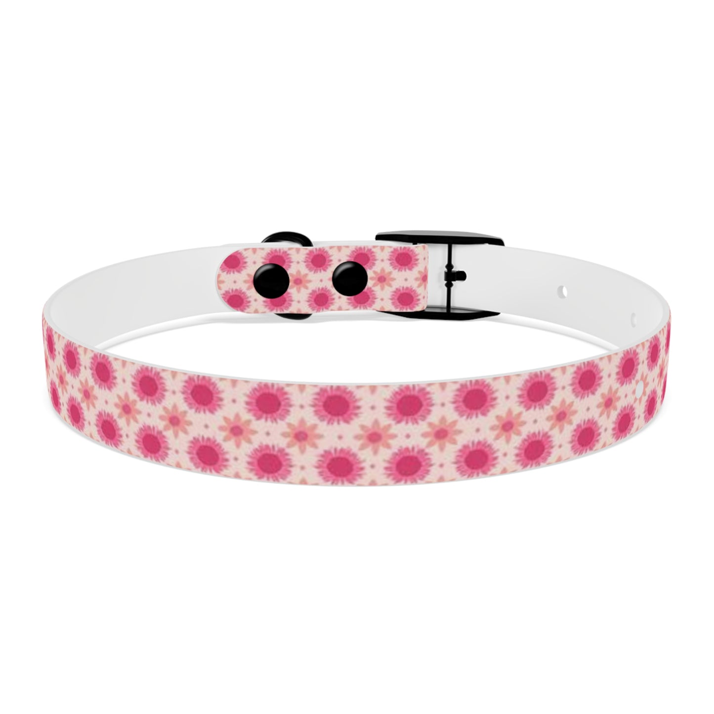 Retro Pink Sunflowers Dog Collar