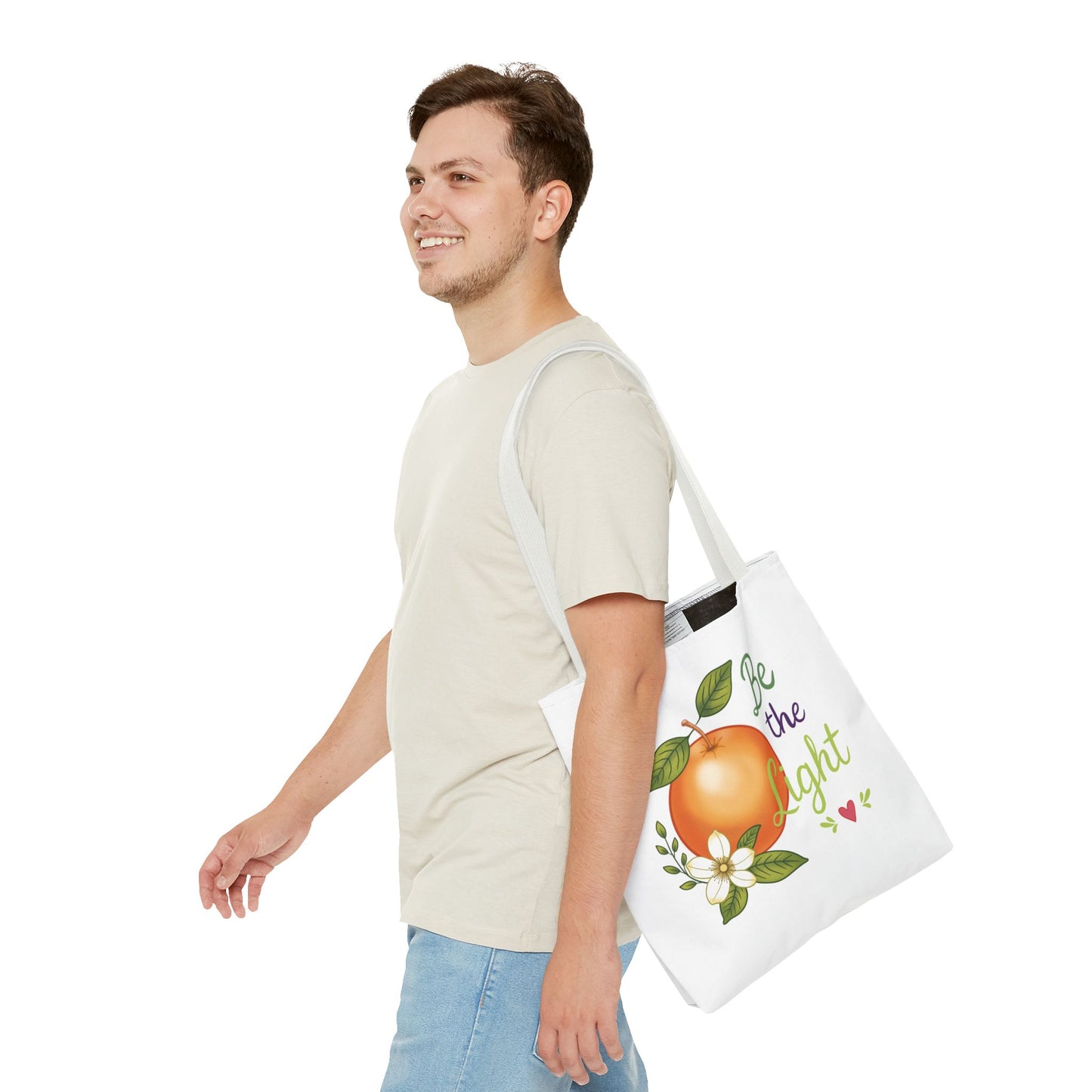 Be the Light Orange Floral Tote Bag