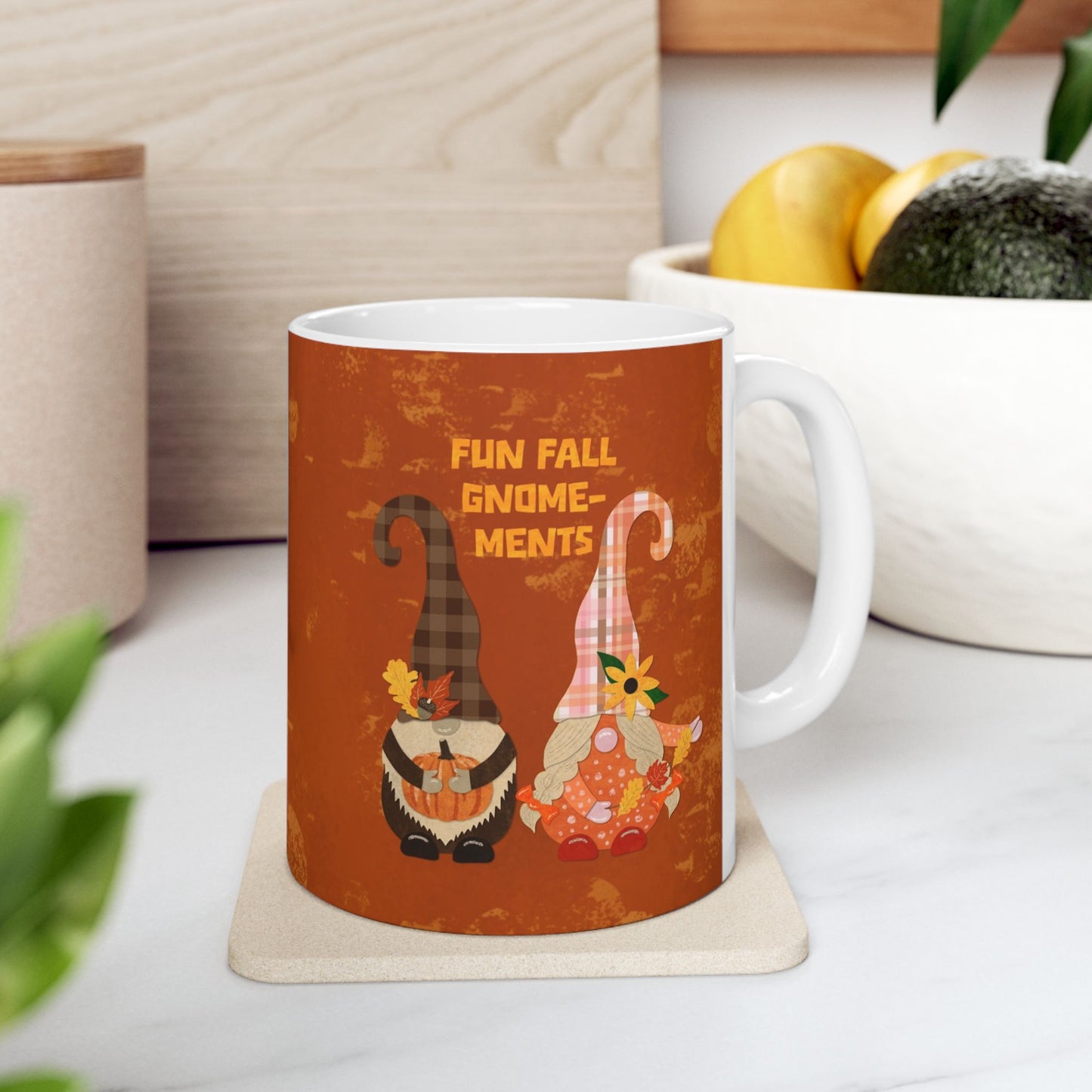 Fun Fall Gnome-ments Collage Ceramic Mug 11oz & 15oz