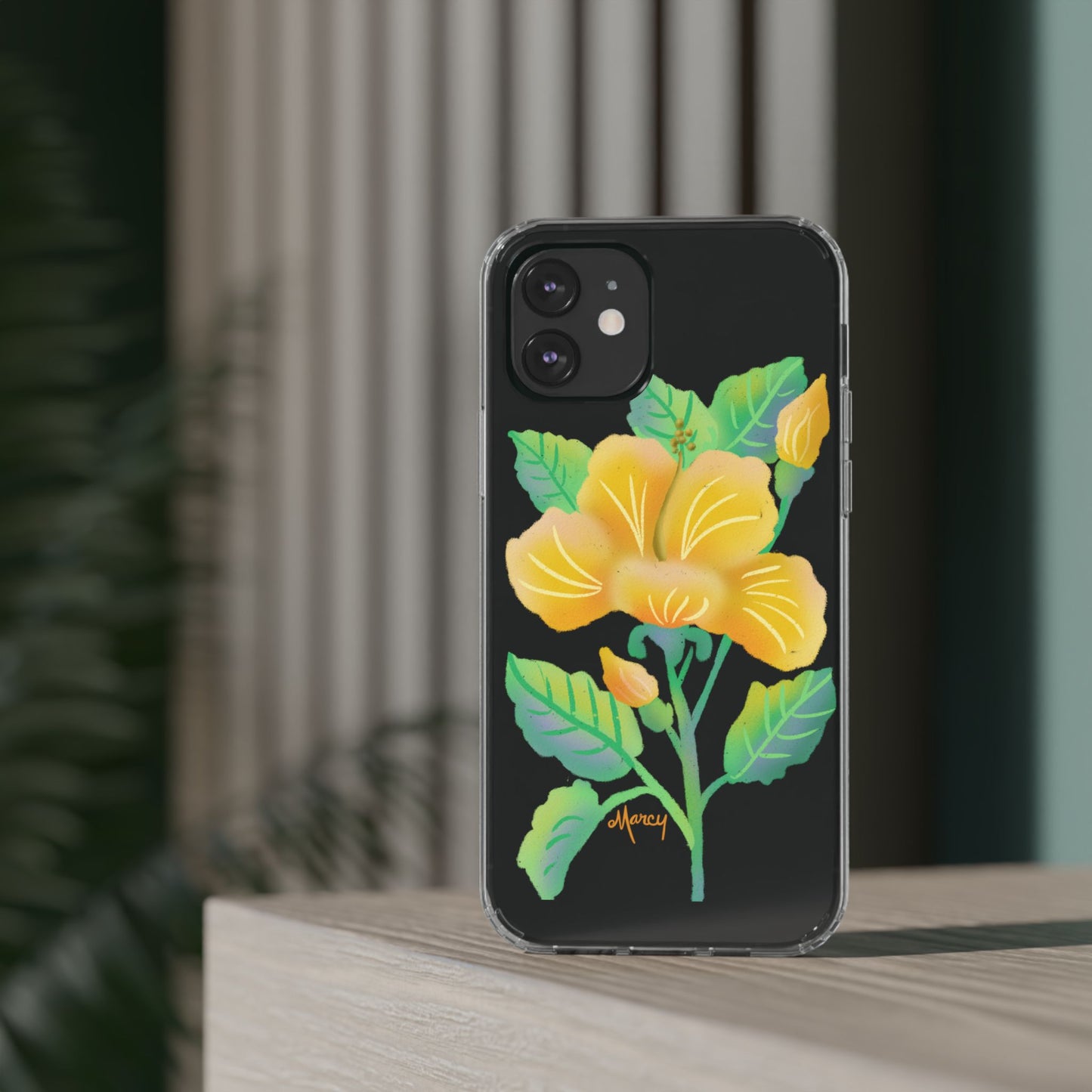 Yellow Hibiscus Blossom Clear Cases