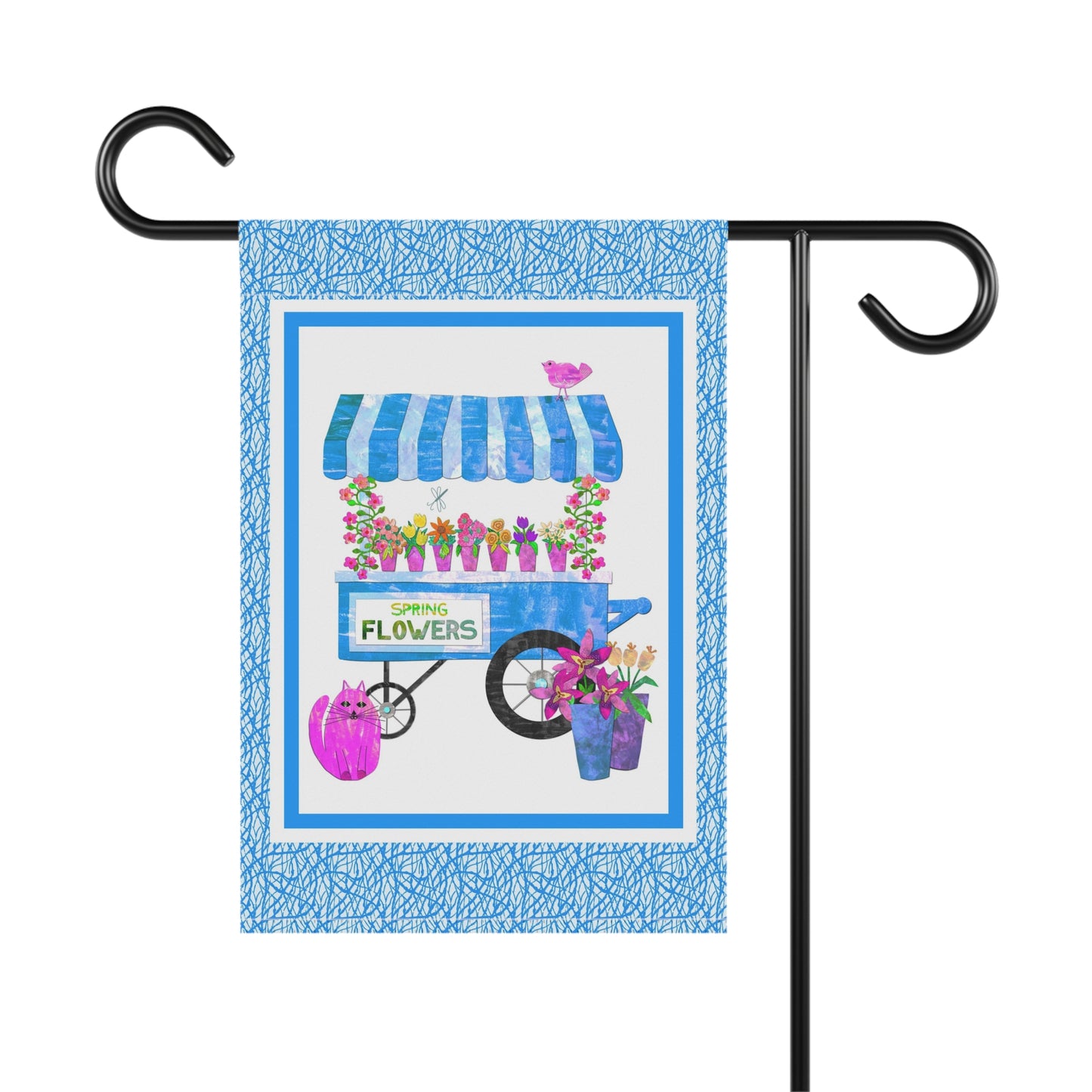 Spring Flower Cart Collage Garden Banner