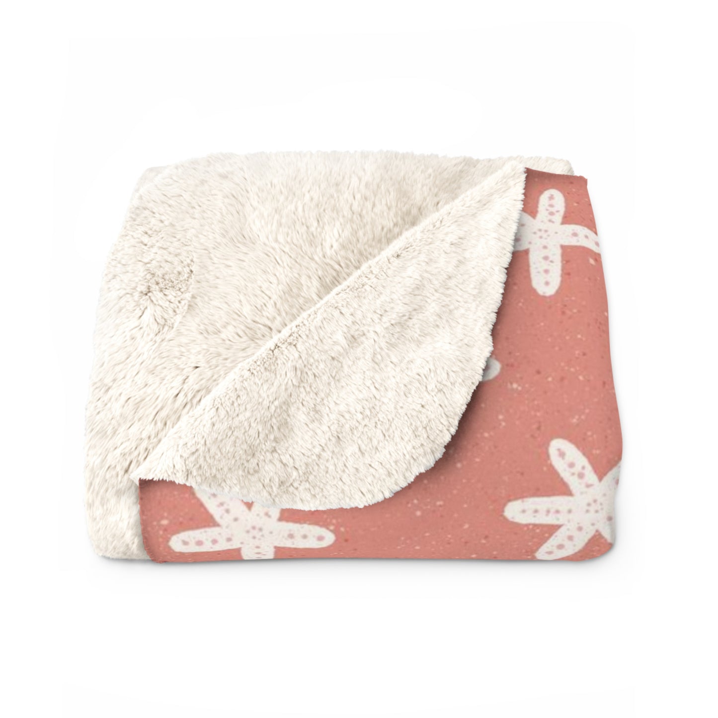 Starfish on Coral Sherpa Fleece Blanket