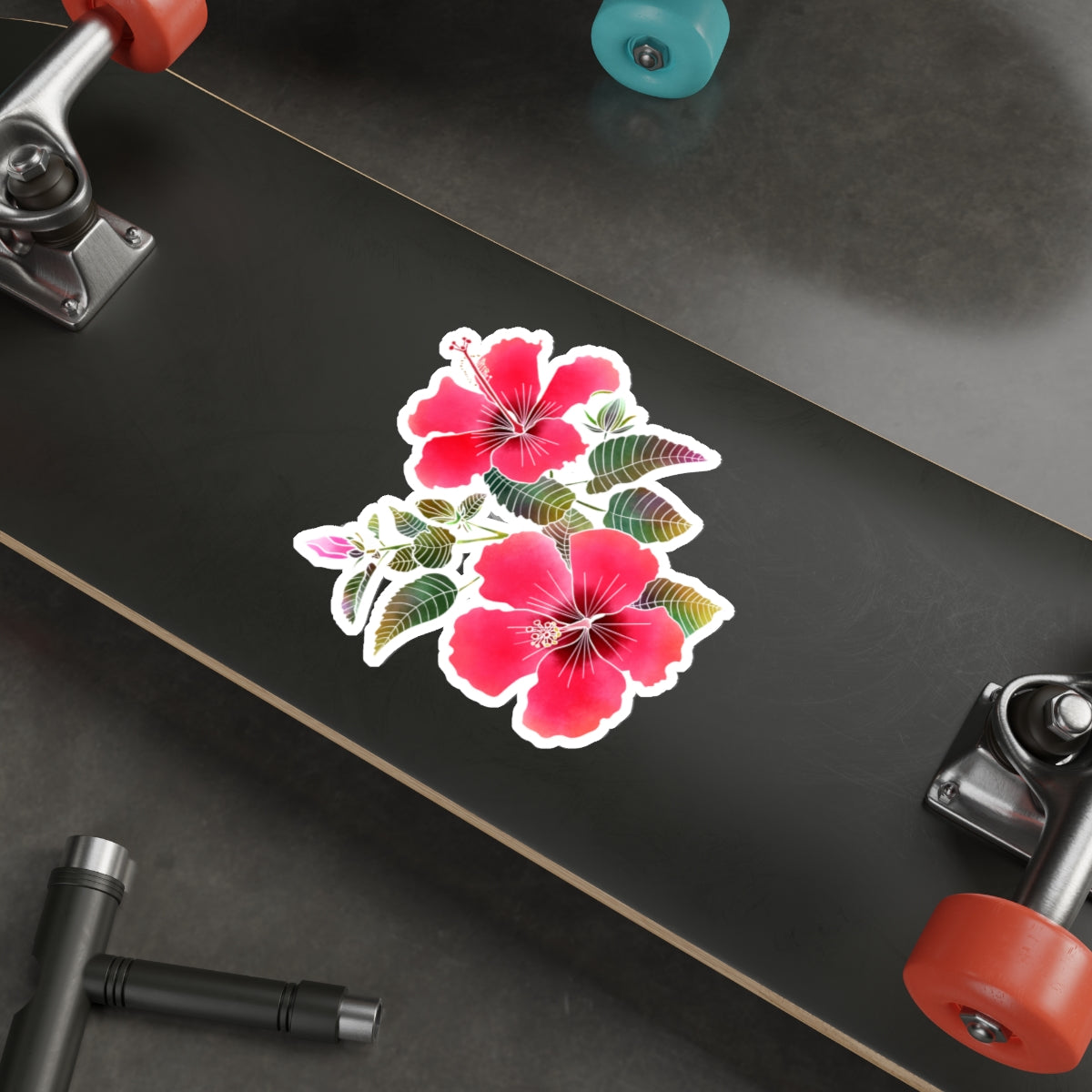 Red Hibiscus Die-Cut Stickers