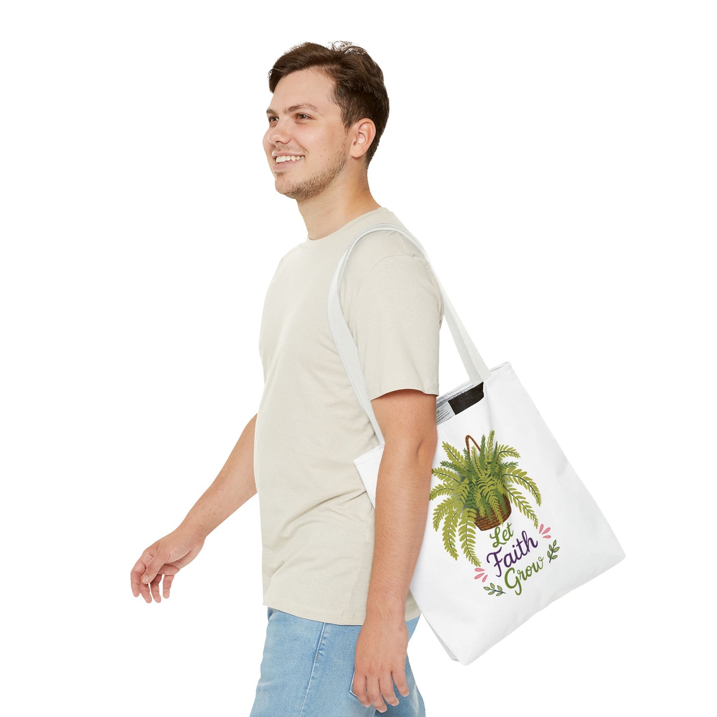 Let Faith Grow Tote Bag — Botanical Hanging Fern Spiritual Tote