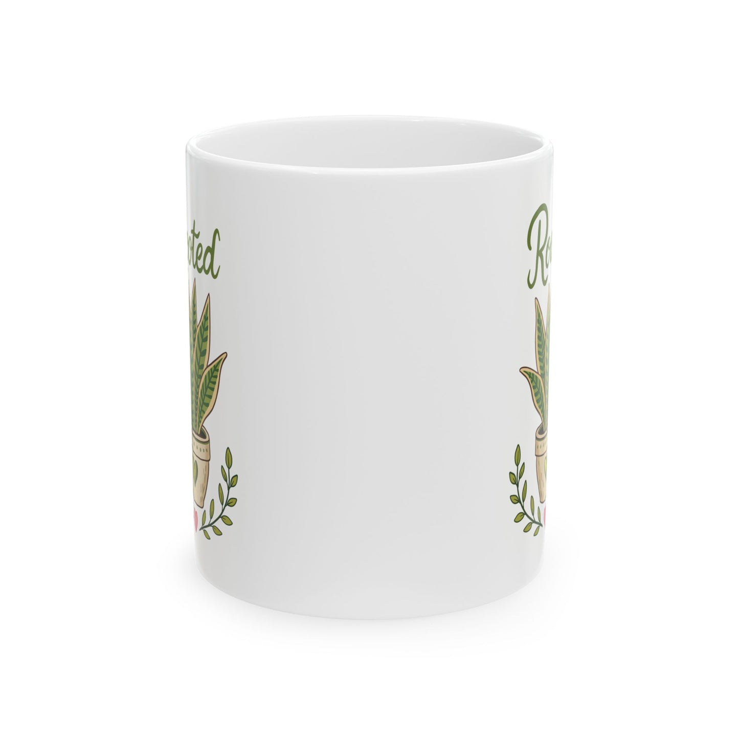 Plant Lover Ceramic Mug – 'Rooted' Potted Succulent Coffee Cup (11oz & 15oz)
