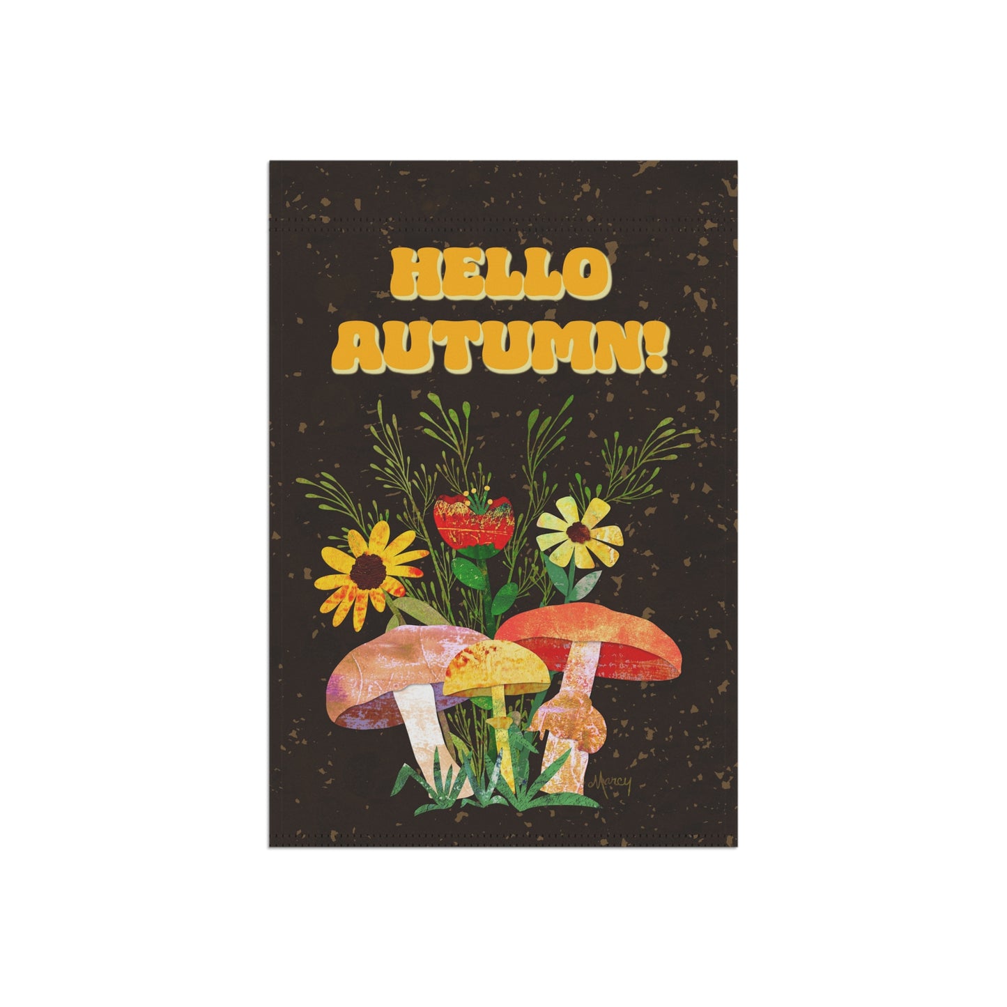 Shrooms n Fleurs Collage Hello Autumn Garden Banner