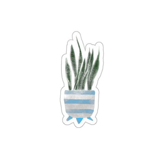 Snake Plant in Blue and White Pot Die-Cut Sticker